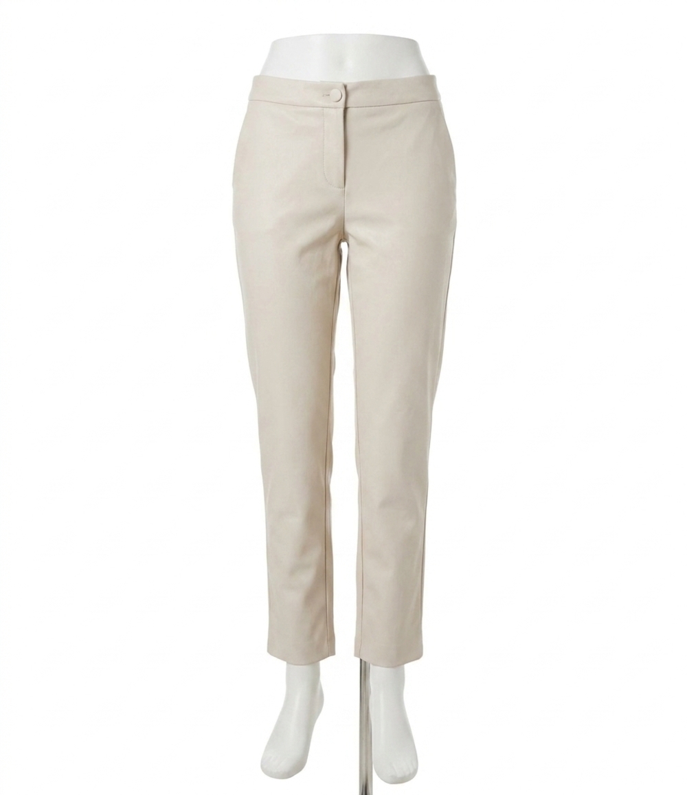 NEW NIC + ZOE fraida faux leather straight leg trouser in cobblestone